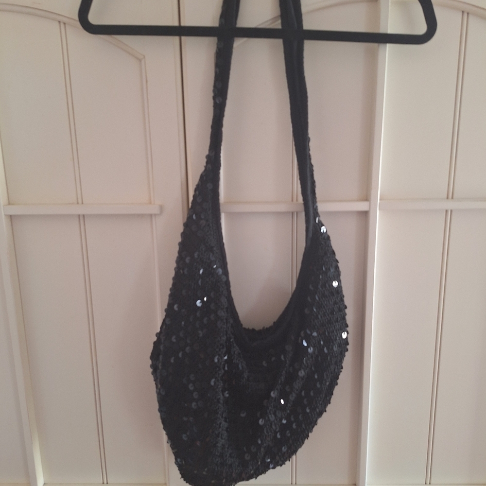 Y2K Large Black Sequin Hobo Bag